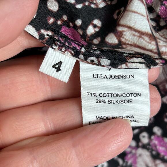 Ulla Johnson top Small Arusi Poplin Top Pink Print Cotton Silk Puff Floral - Picture 13 of 13